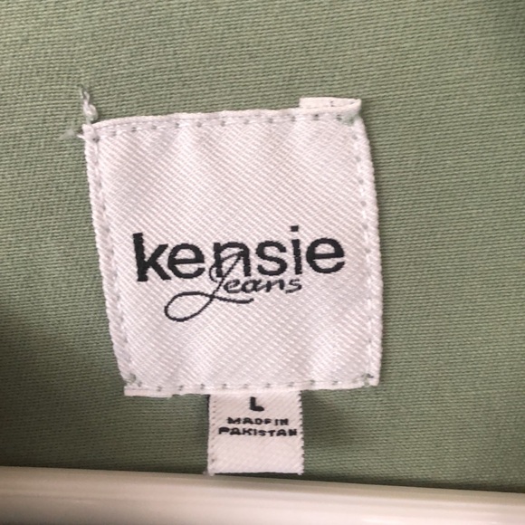 Kensie Jeans Sage Green Denim Utility Jacket Size Large - Picture 2 of 7